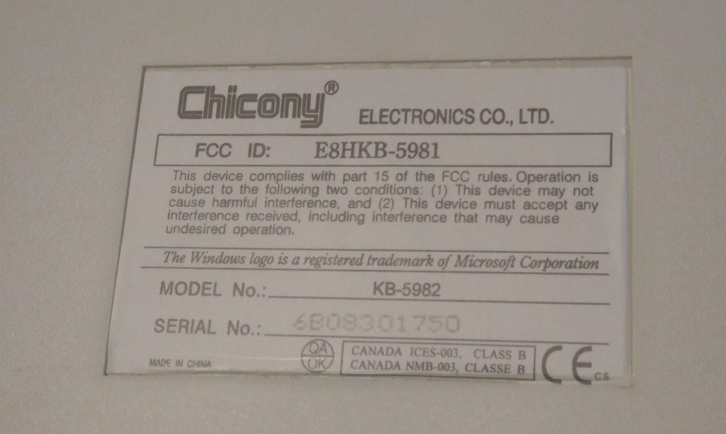 Chicony 5981/2 variant with white alps? or clones? 229109-2