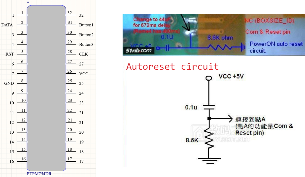 The line sequence of the trackpoint module and the pins of the PTPM754DR chip 280936-0