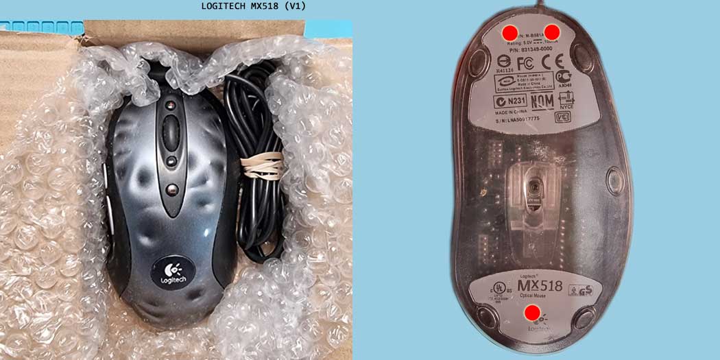 Logitech MX518 (V1) Cleaning/ Mods 283078-1