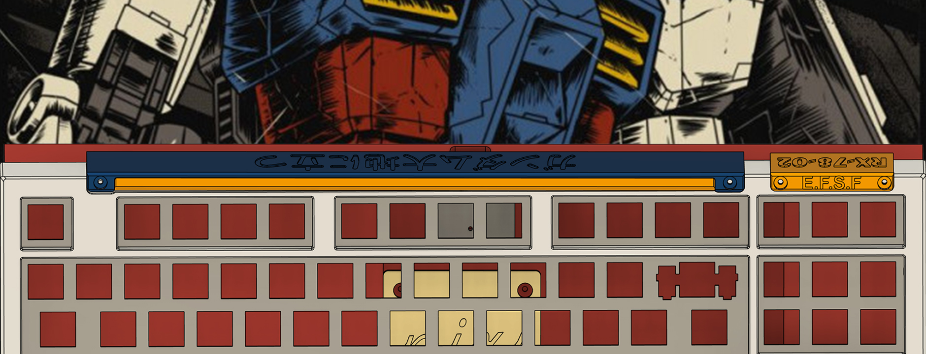 【IC】Keygeak-PIXI87 Customized Keyboard (Inspired by Gundam) 303792-1