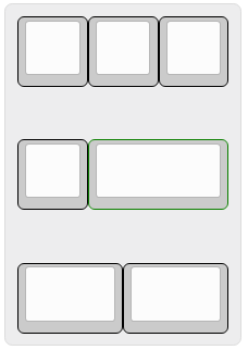 Plate layout that supports 1+2 or 1+1+1 or 1.5+1.5