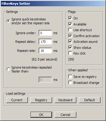 Keyboard response